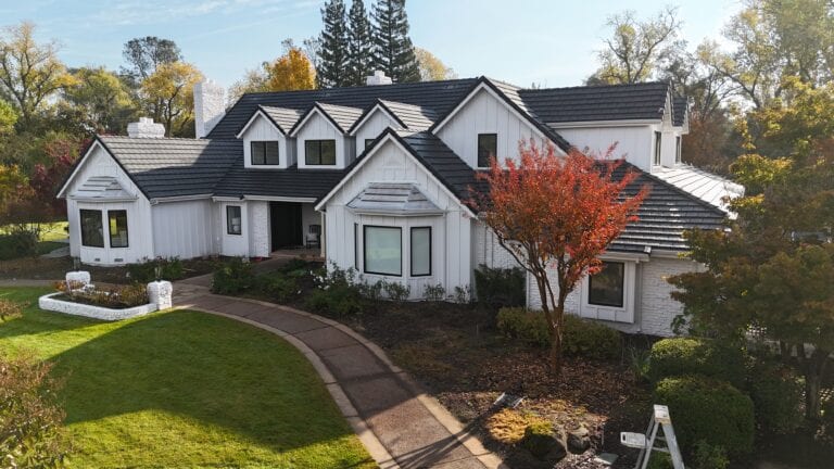Drone view of completed James Hardie siding project in Granite Bay CA