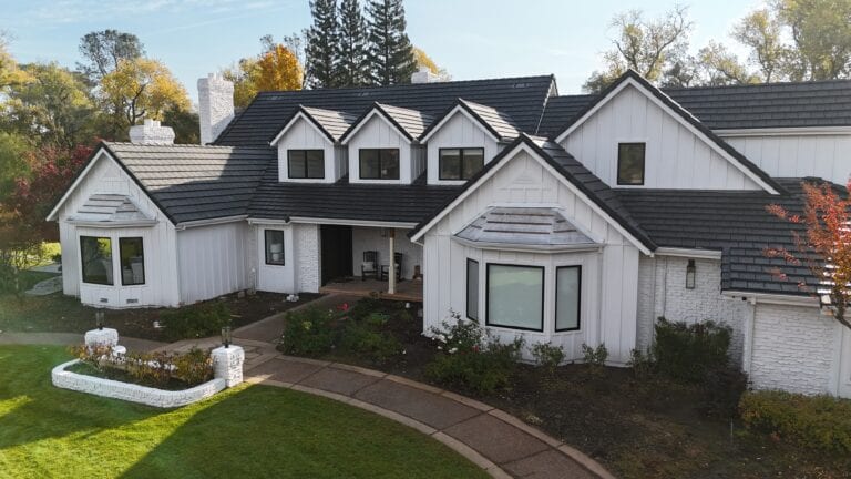 Drone view of completed James Hardie siding project in Granite Bay CA