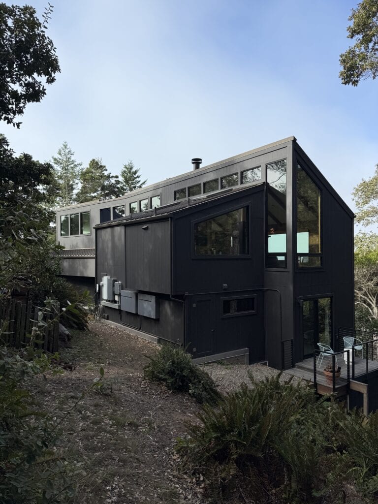Detail of James Hardie siding wrap around windows on Sea Ranch coastal home