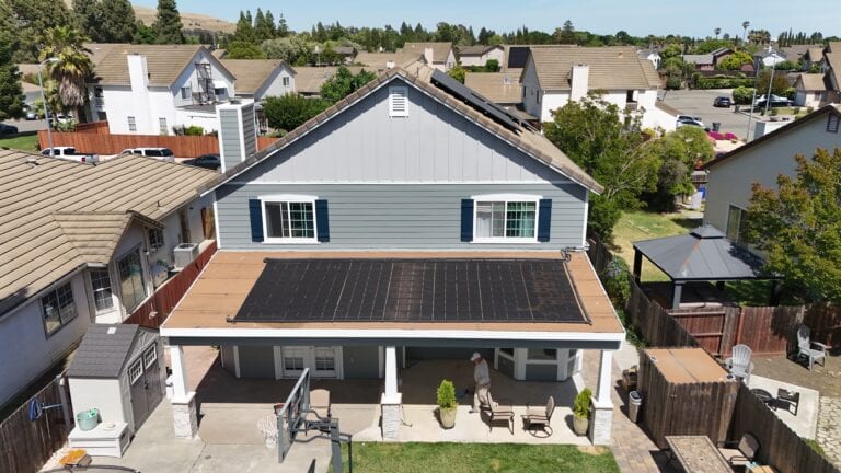 Drone photo of Fairfield residential siding installation with James Hardie products